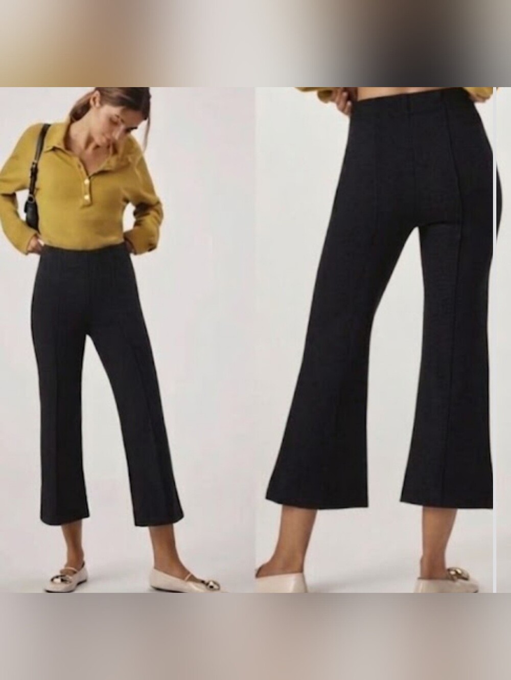 NWOT Anthropologie Maeve The Margot Kick-Flare Cropped Pants Textured Edition S